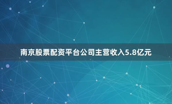 南京股票配资平台公司主营收入5.8亿元